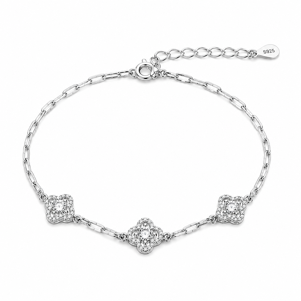 S925 Moissanite Floral Link Bracelet