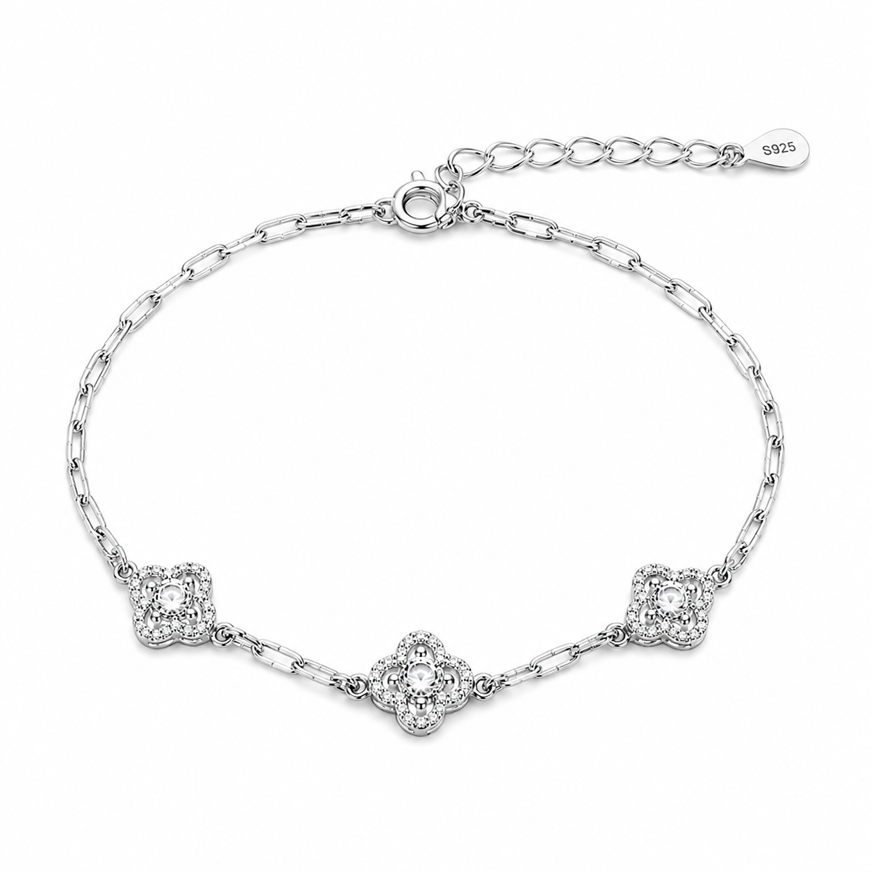 S925 Moissanite Floral Link Bracelet
