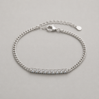 Modern Silver Crystal Bar Bracelet