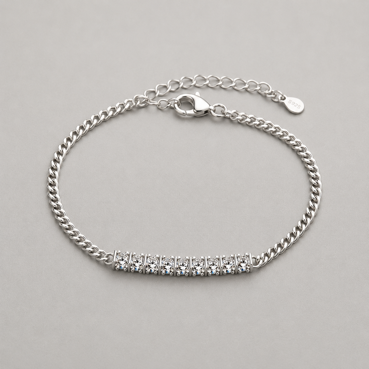 Modern Silver Crystal Bar Bracelet