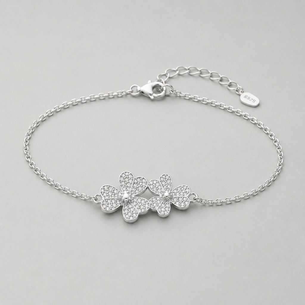 Elegant Crystal Flower Chain Bracelet