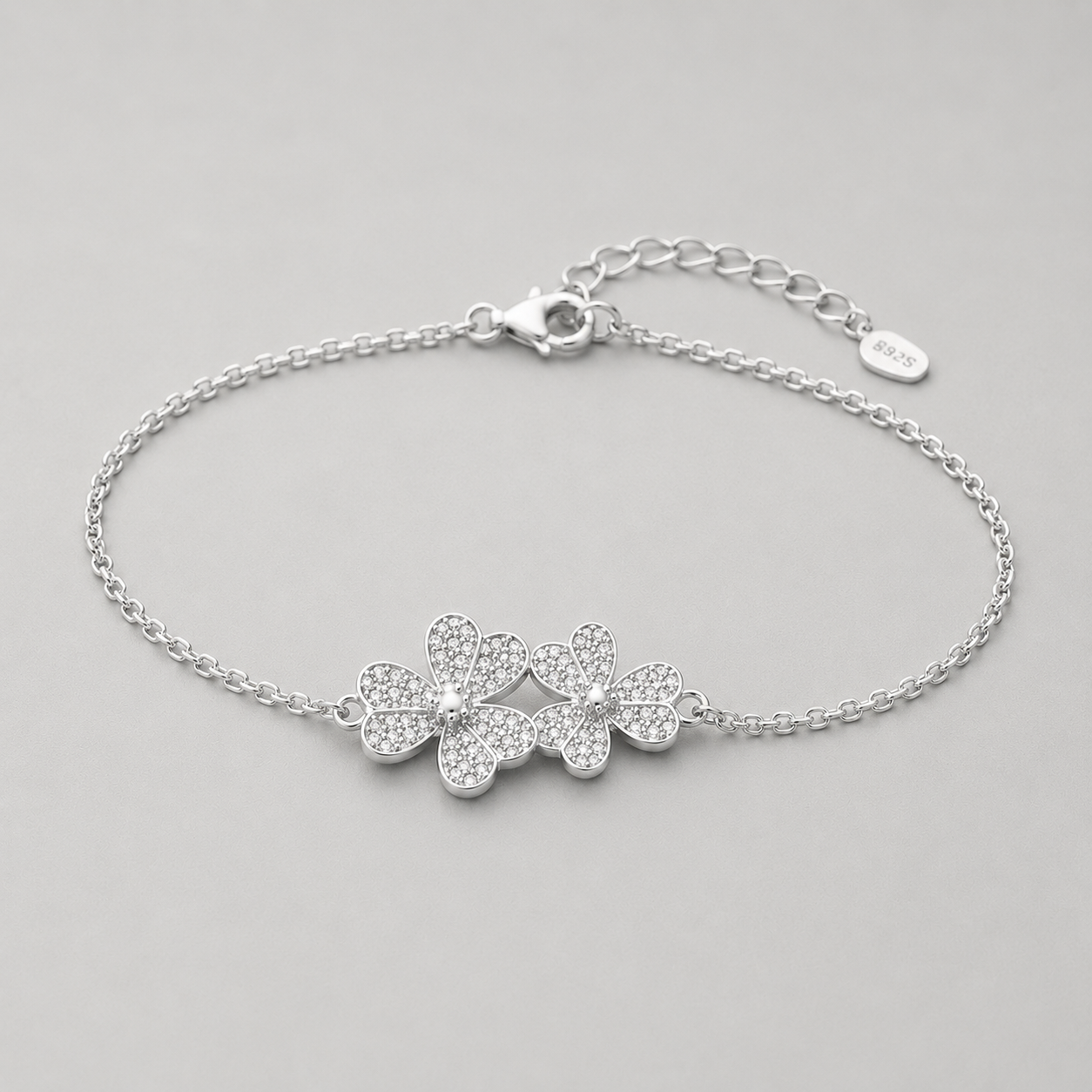 Elegant Crystal Flower Chain Bracelet
