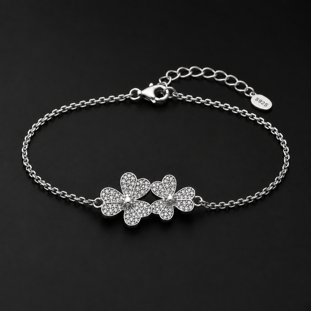Elegant Crystal Flower Chain Bracelet