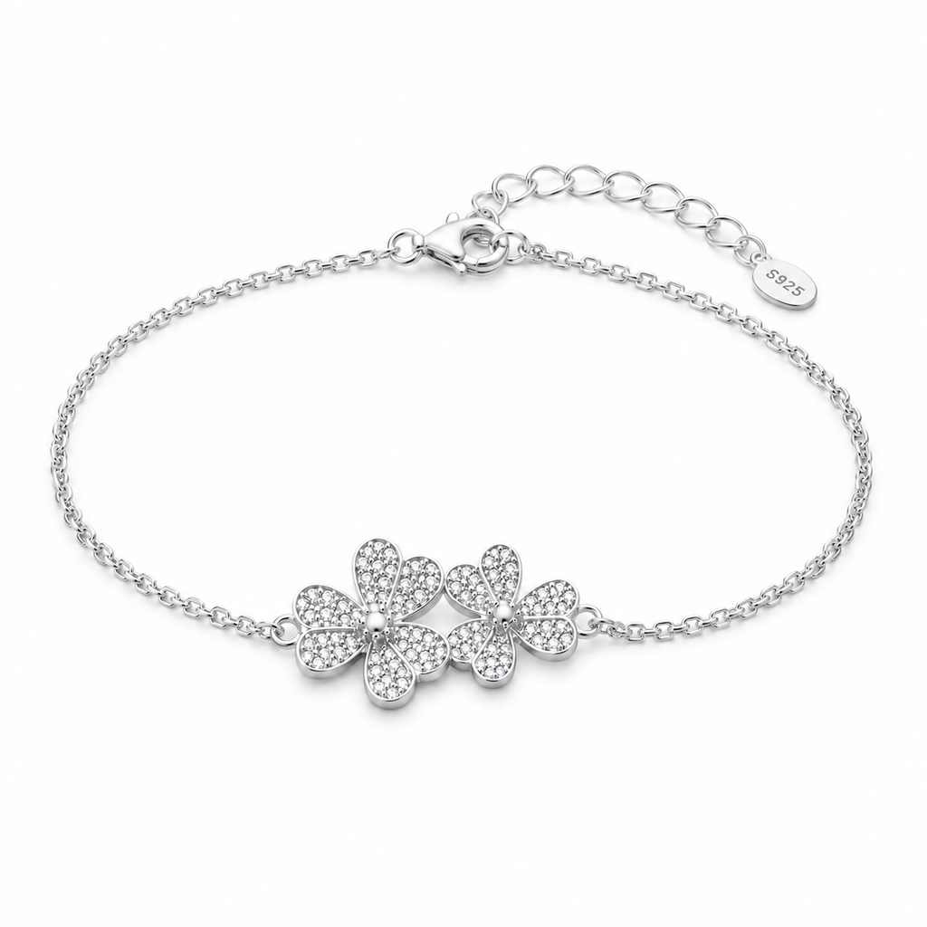 Elegant Crystal Flower Chain Bracelet