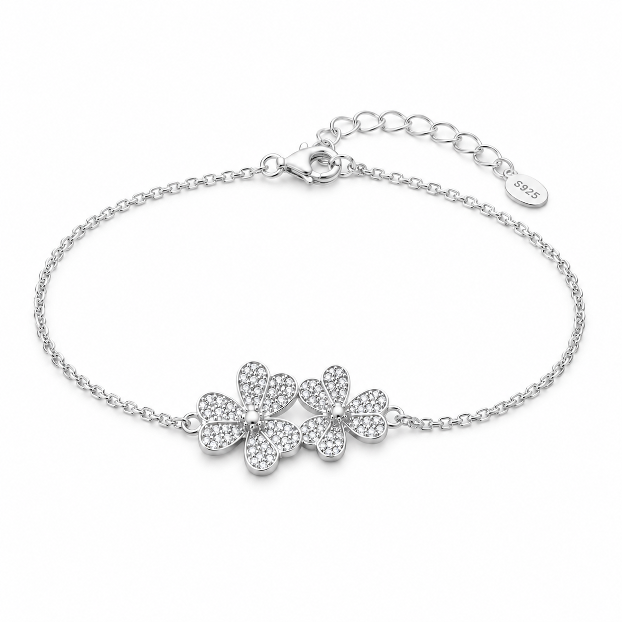 Elegant Crystal Flower Chain Bracelet