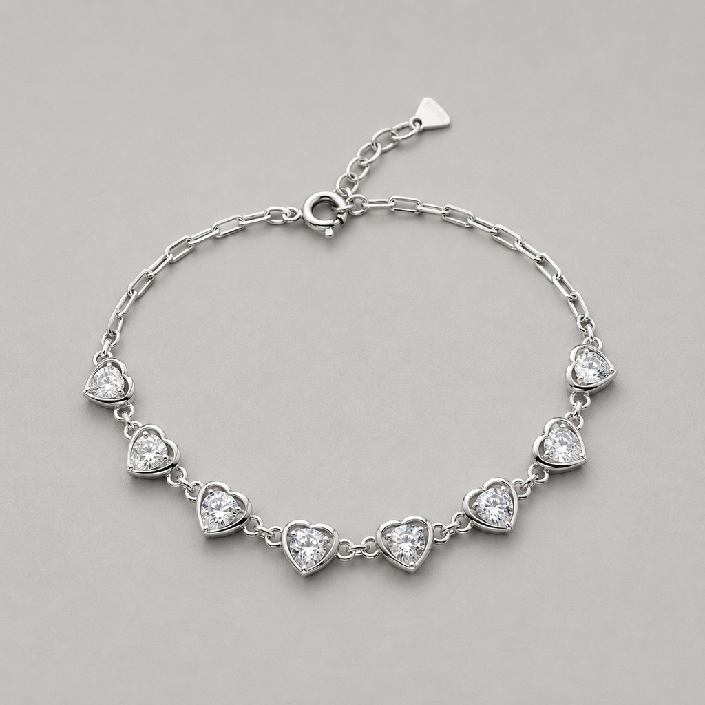Modern Heart Solitaire Crystal Bracelet