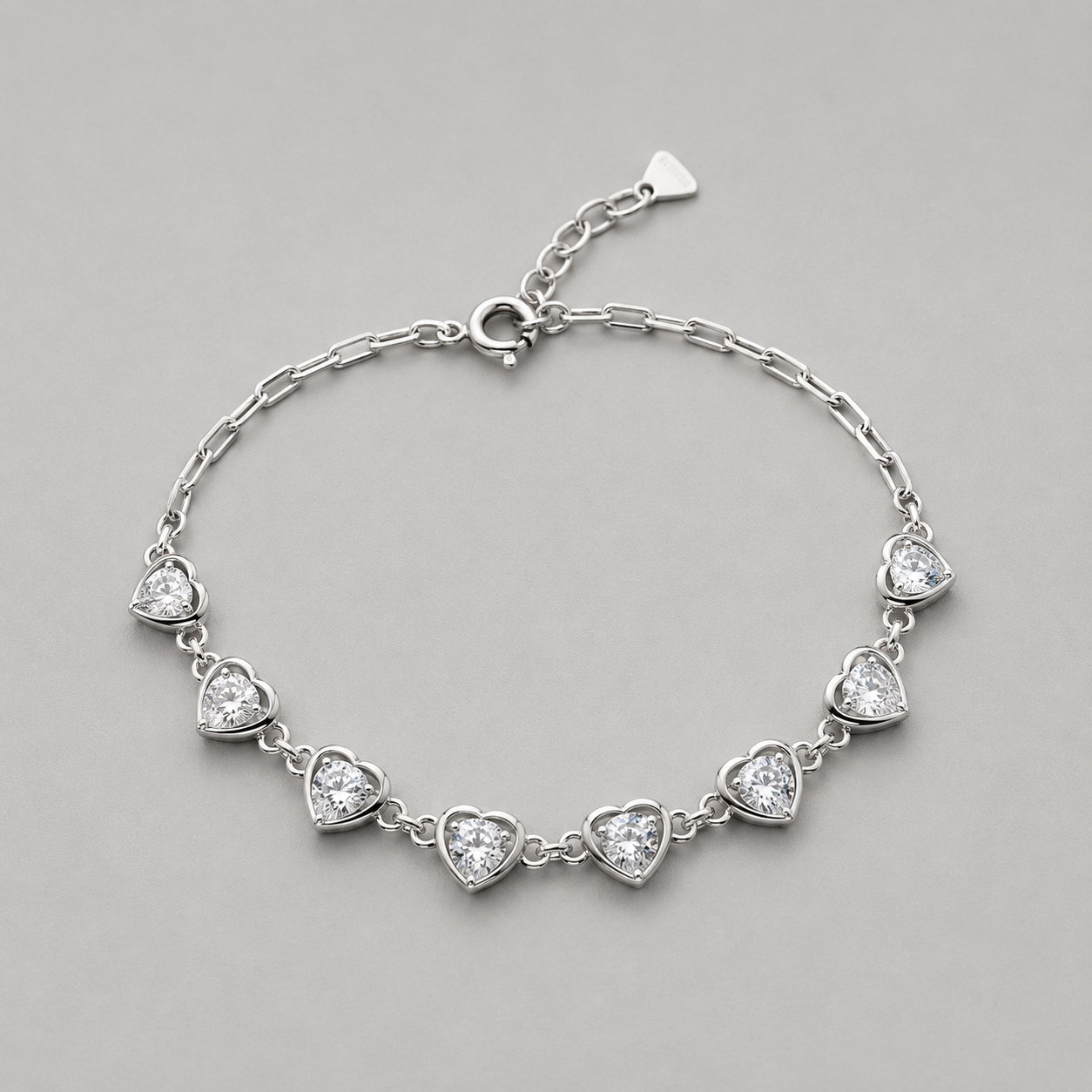 Modern Heart Solitaire Crystal Bracelet