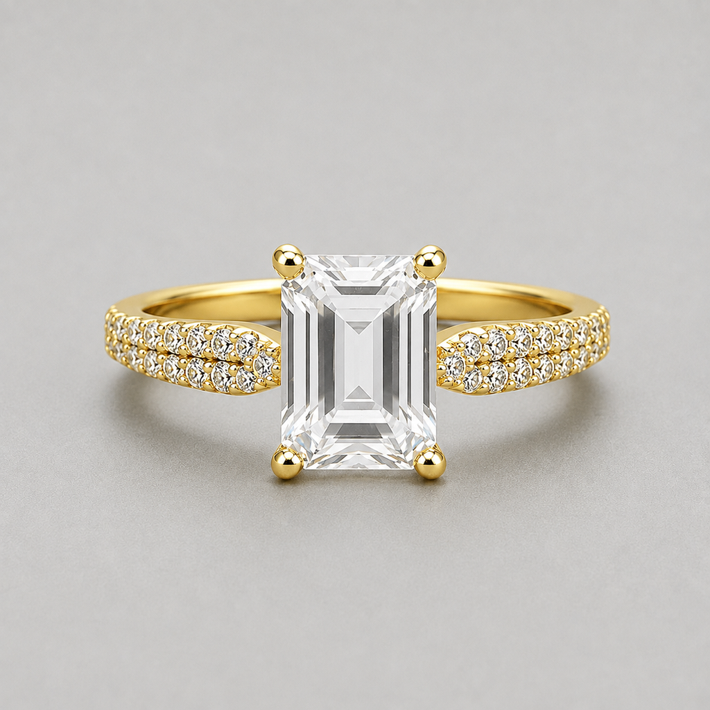 Modern Tapered Emerald-Cut Ring - Gold