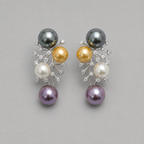 Multicolor Pearl & Crystal Cluster Drop Earrings