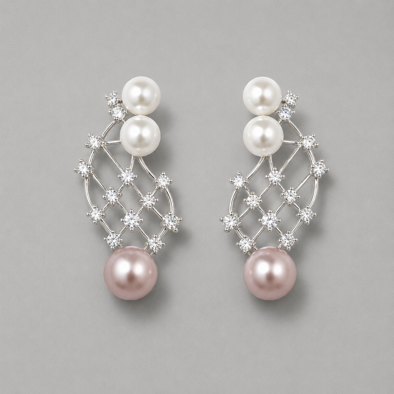 Alloy Zircon Pearl Drop Earrings