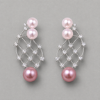 Pink Pearl Zircon Drop Earrings