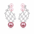 Pink Pearl Zircon Drop Earrings