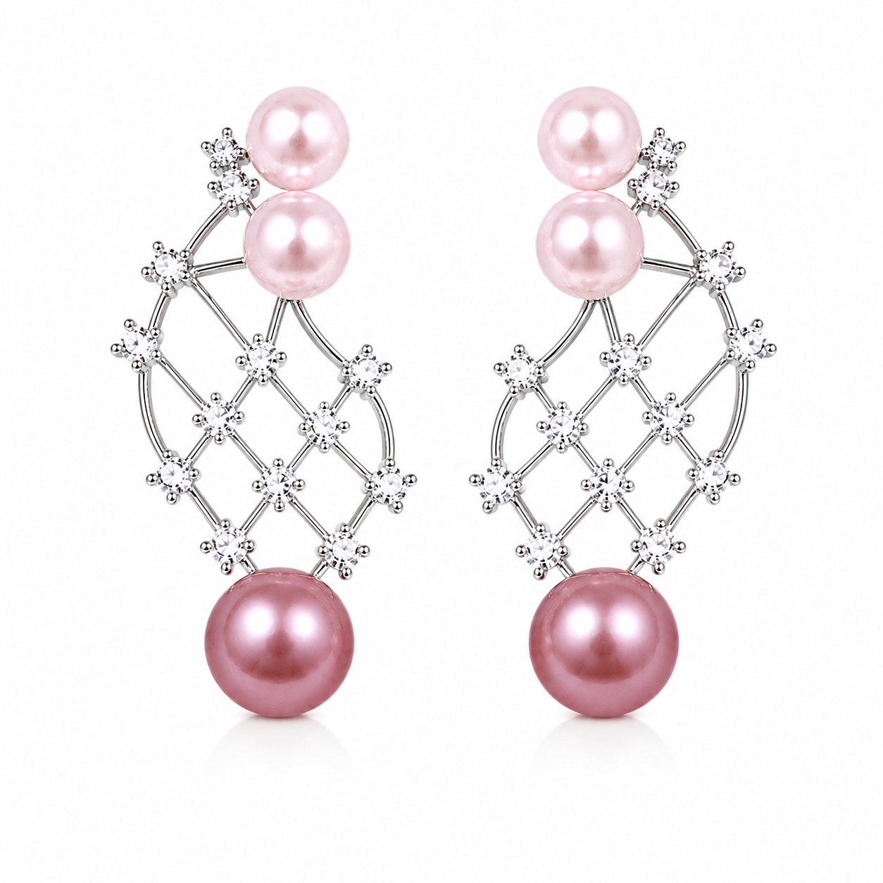 Pink Pearl Zircon Drop Earrings