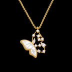 Golden Butterfly Zircon Pendant Necklace