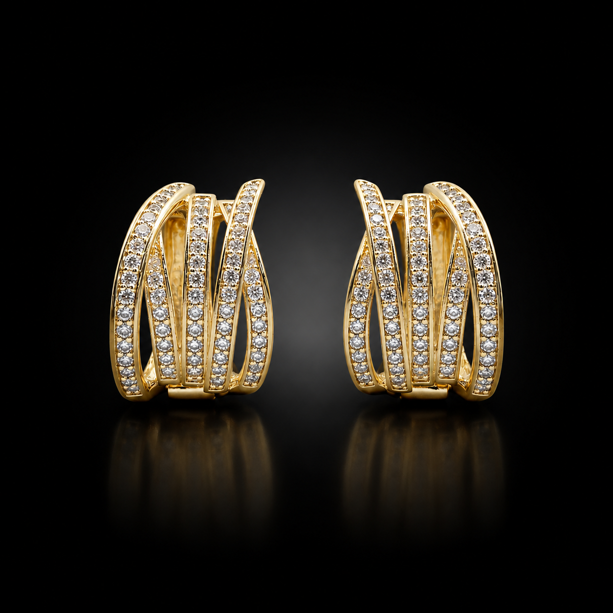 Shimmering Gold Layered Hoop Earrings