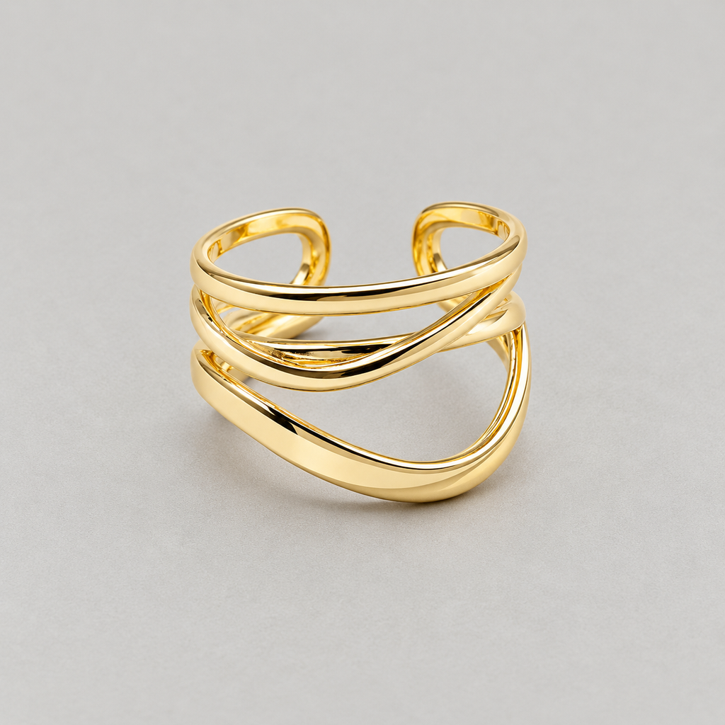 Modern Gold Architectural Statement Ring