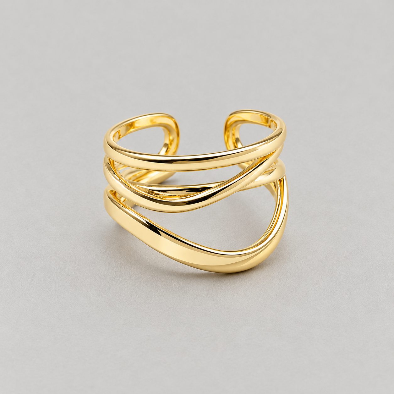 Modern Gold Architectural Statement Ring