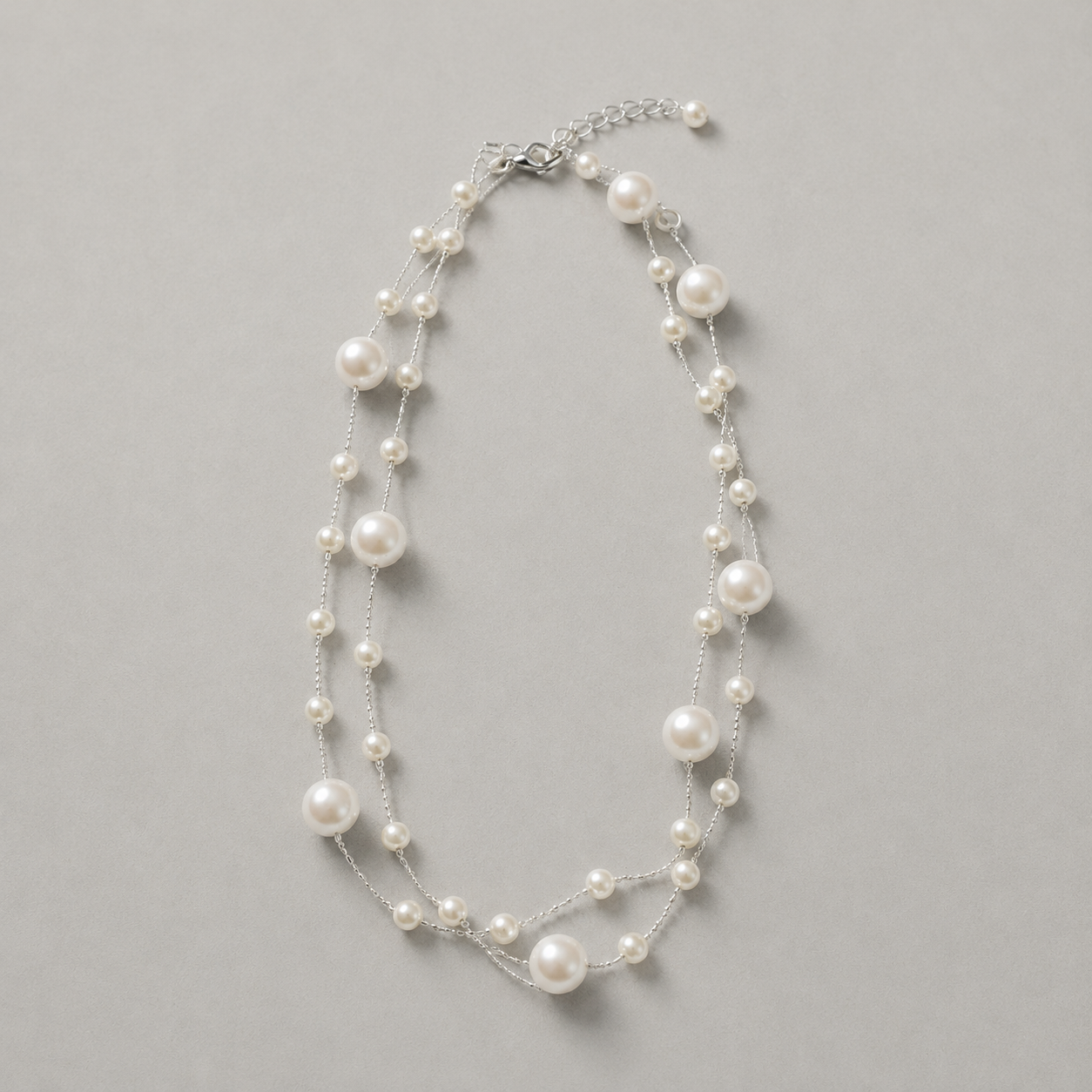 Sleek Silver-Toned Station Necklace
