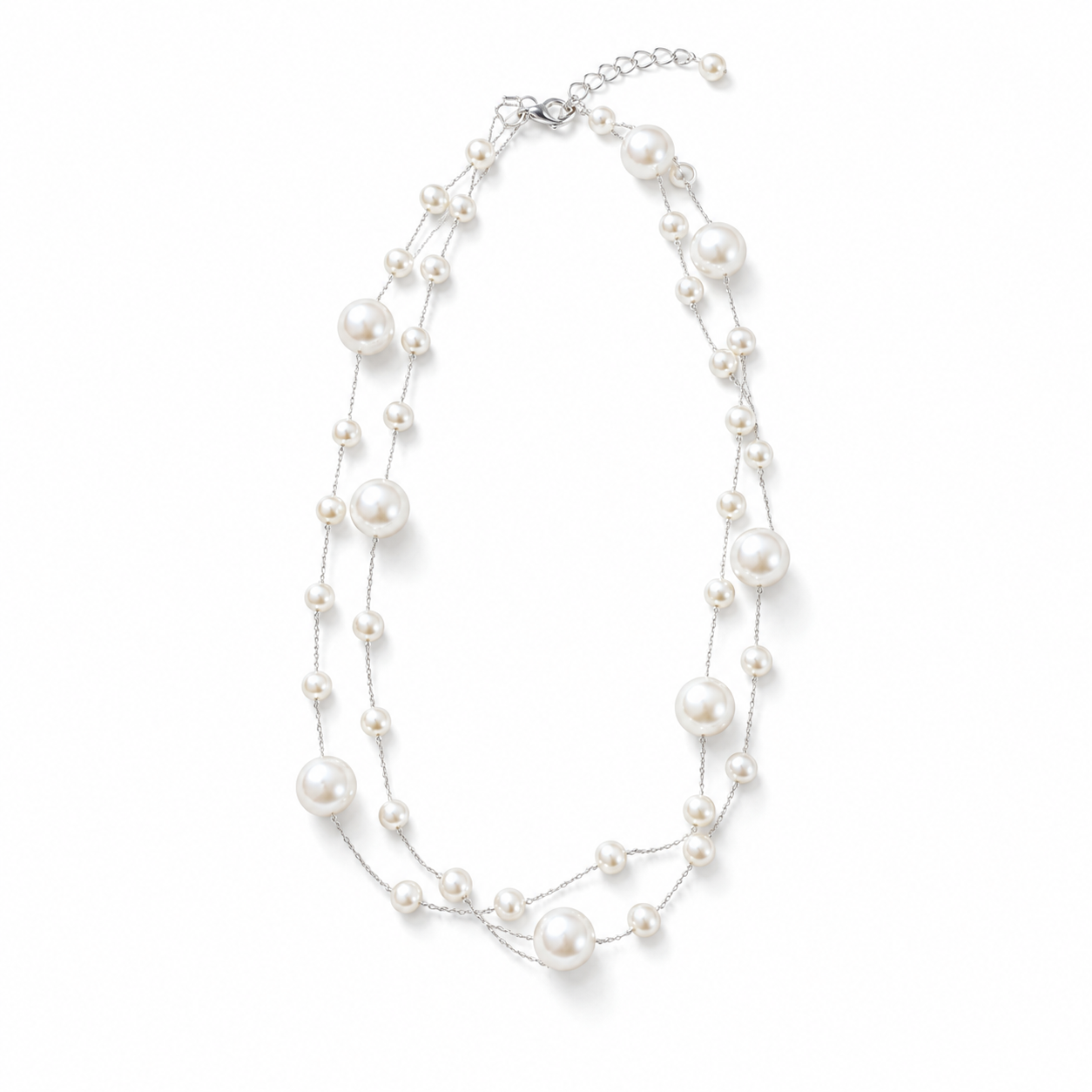 Sleek Silver-Toned Station Necklace