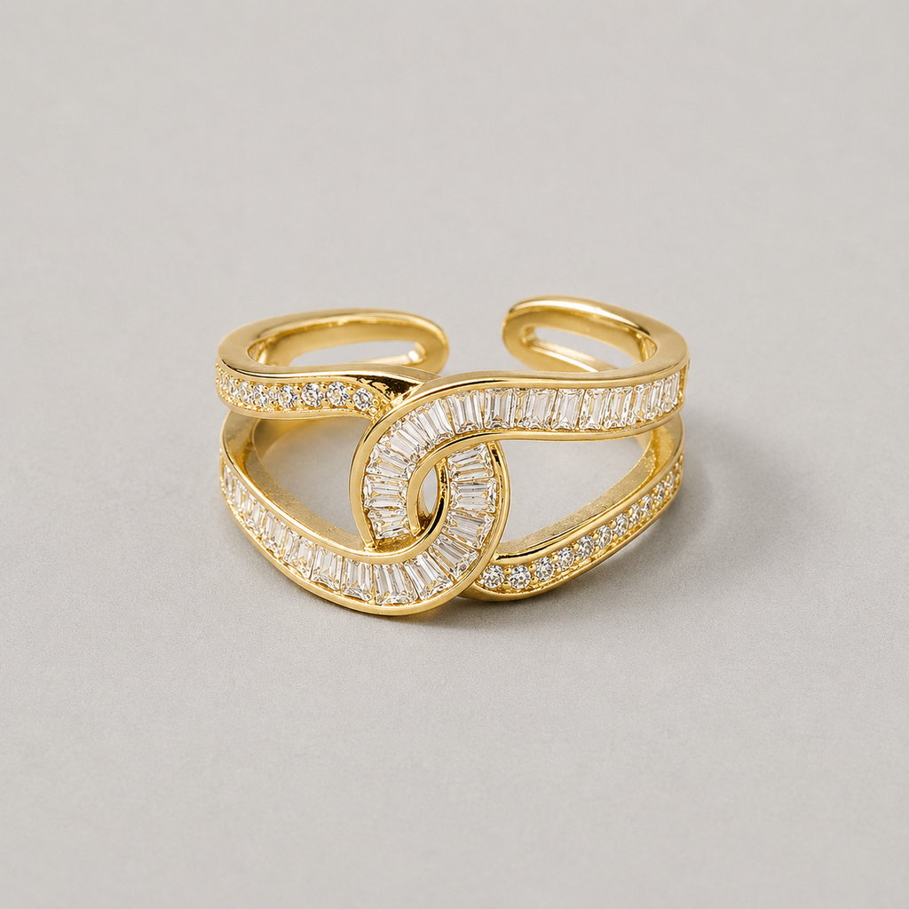 Modern Gold Interlocking Crystal Ring