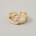 Modern Gold Interlocking Crystal Ring