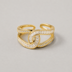 Modern Gold Interlocking Crystal Ring