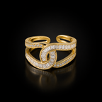 Modern Gold Interlocking Crystal Ring