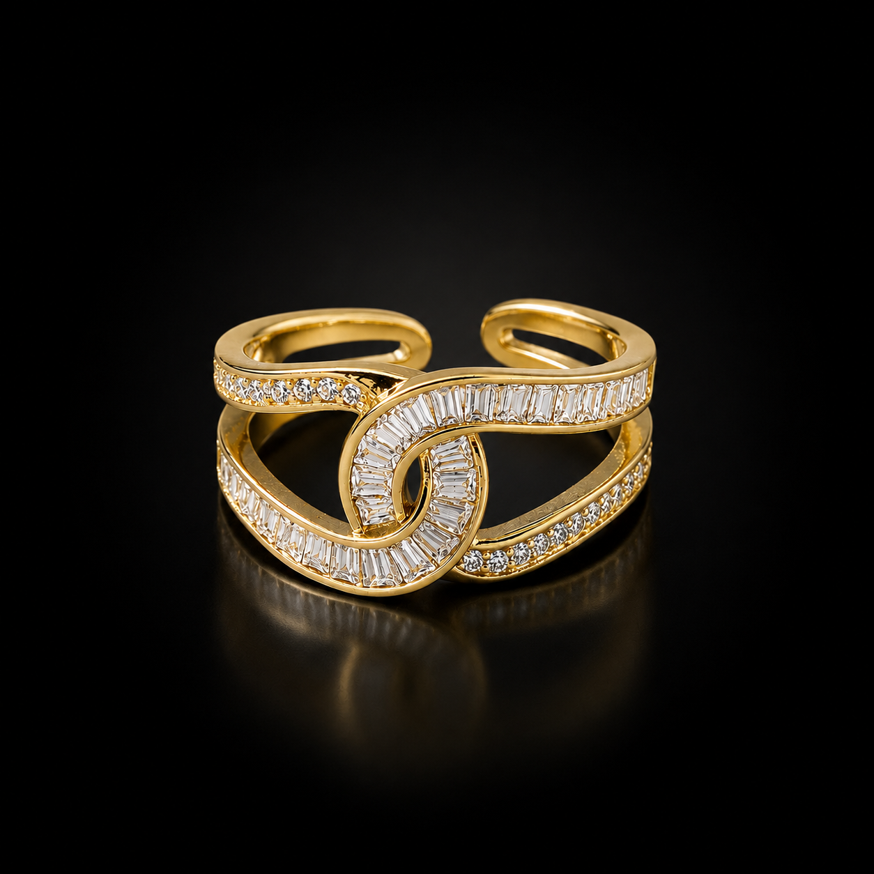 Modern Gold Interlocking Crystal Ring