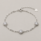 Sterling Silver Triple Halo Bracelet