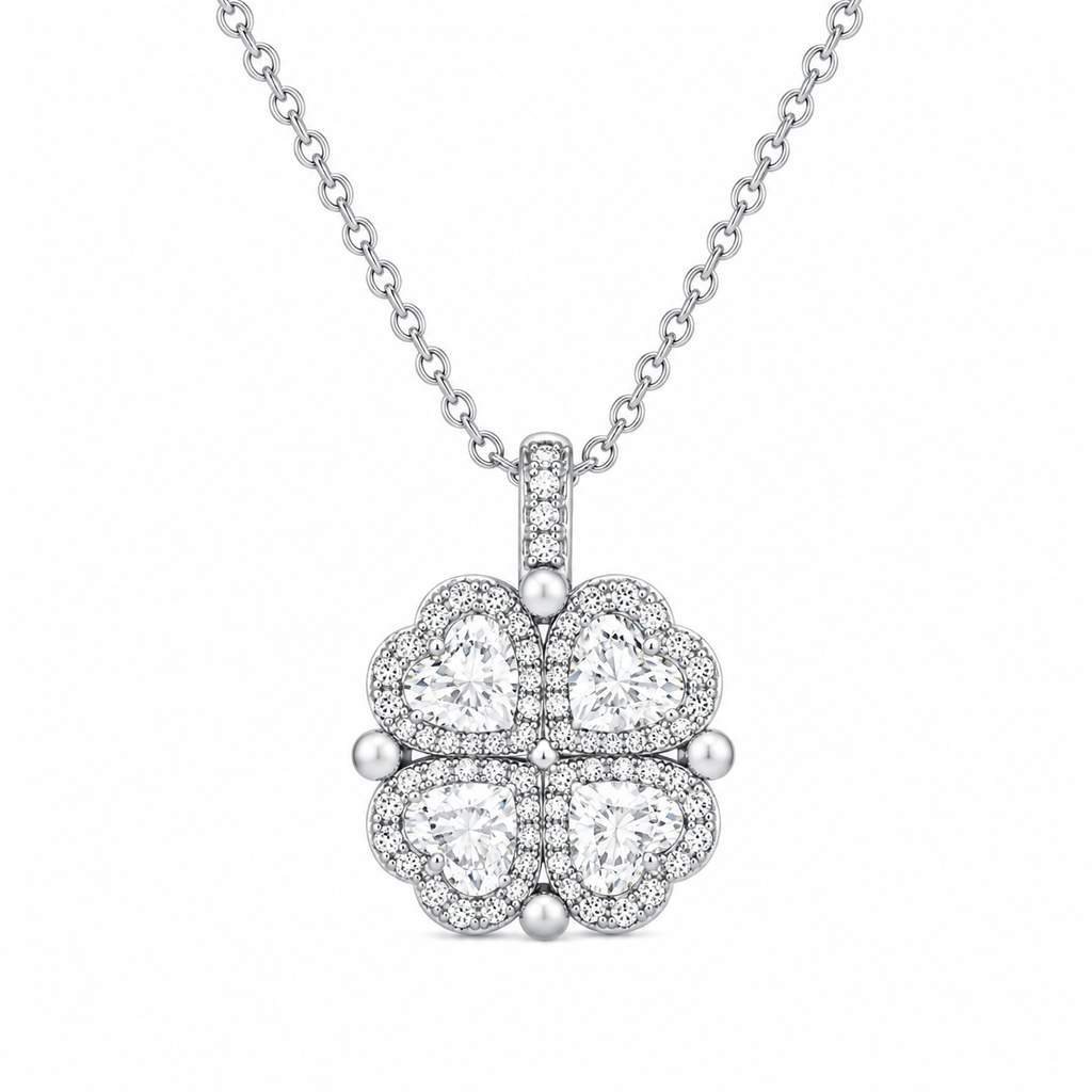 Reversible Clover Pendant Necklace - Silver & White