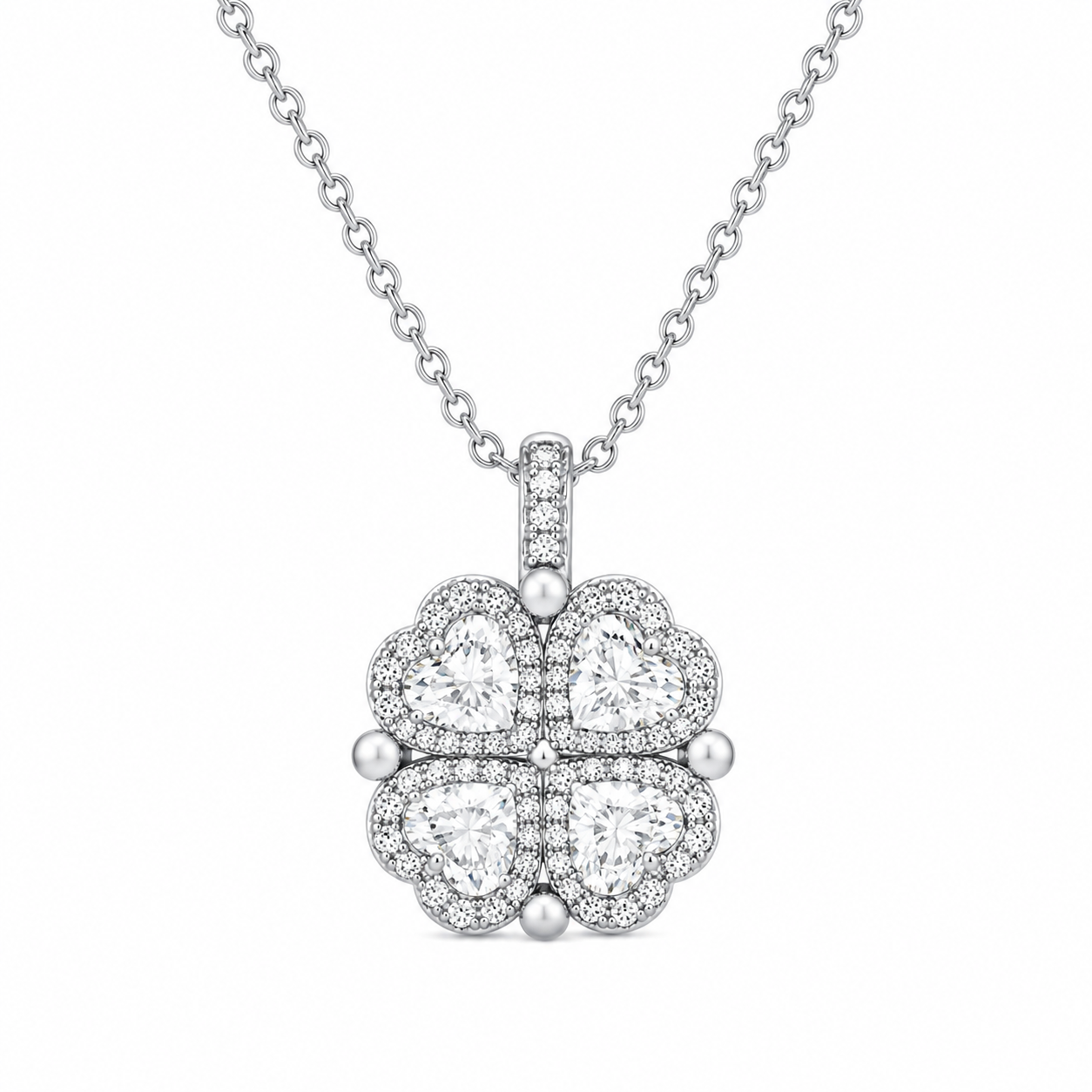 Reversible Clover Pendant Necklace - Silver & White