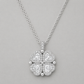 Reversible Clover Pendant Necklace - Silver & White