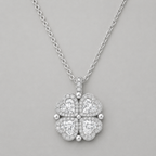 Reversible Clover Pendant Necklace - Silver & White