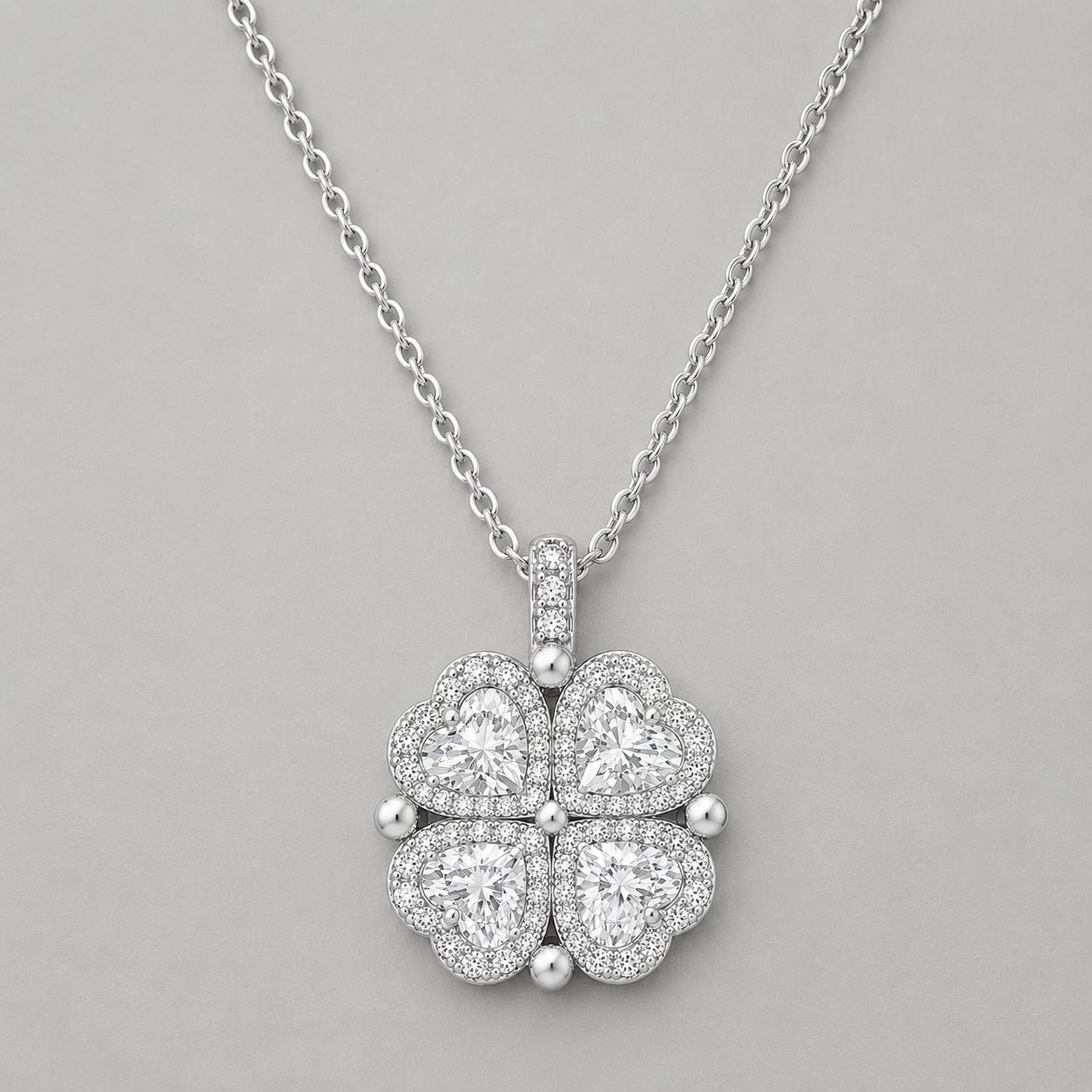 Reversible Clover Pendant Necklace - Silver & White