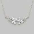 Sparkling Floral Silver Pendant Necklace