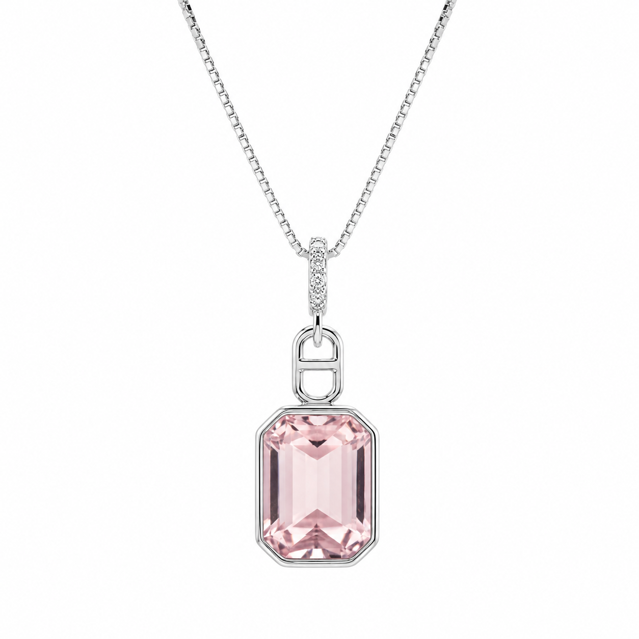 Minimalist Silver Emerald-Cut Pendant