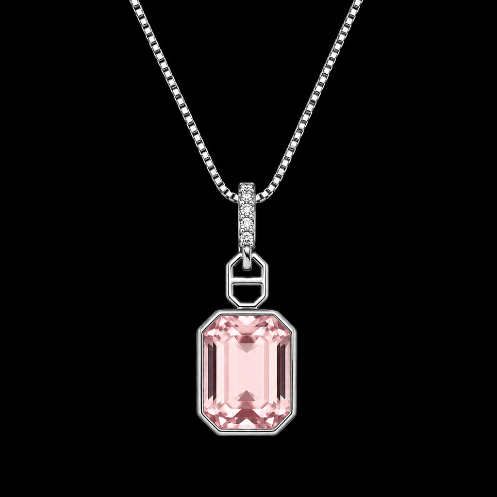 Minimalist Silver Emerald-Cut Pendant