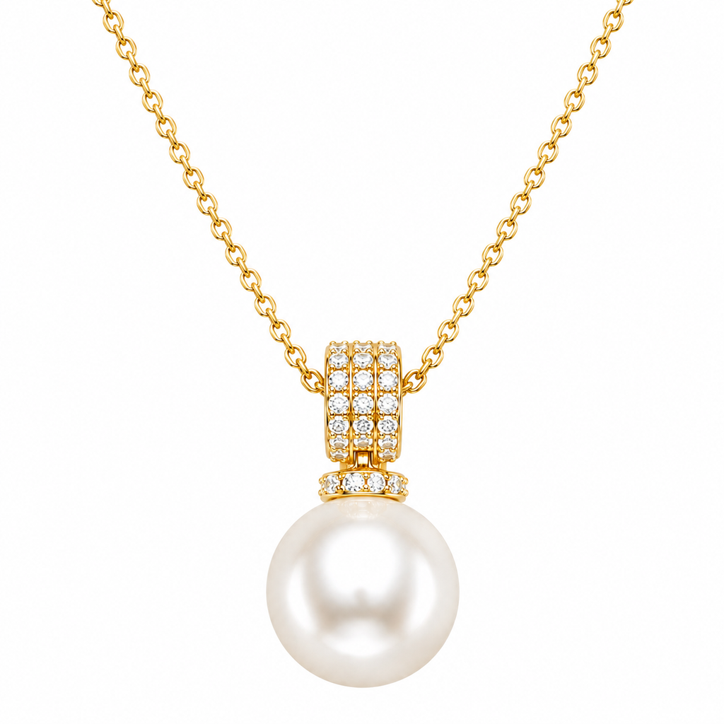 Sparkling Floral Silver Pendant Necklace - Gold