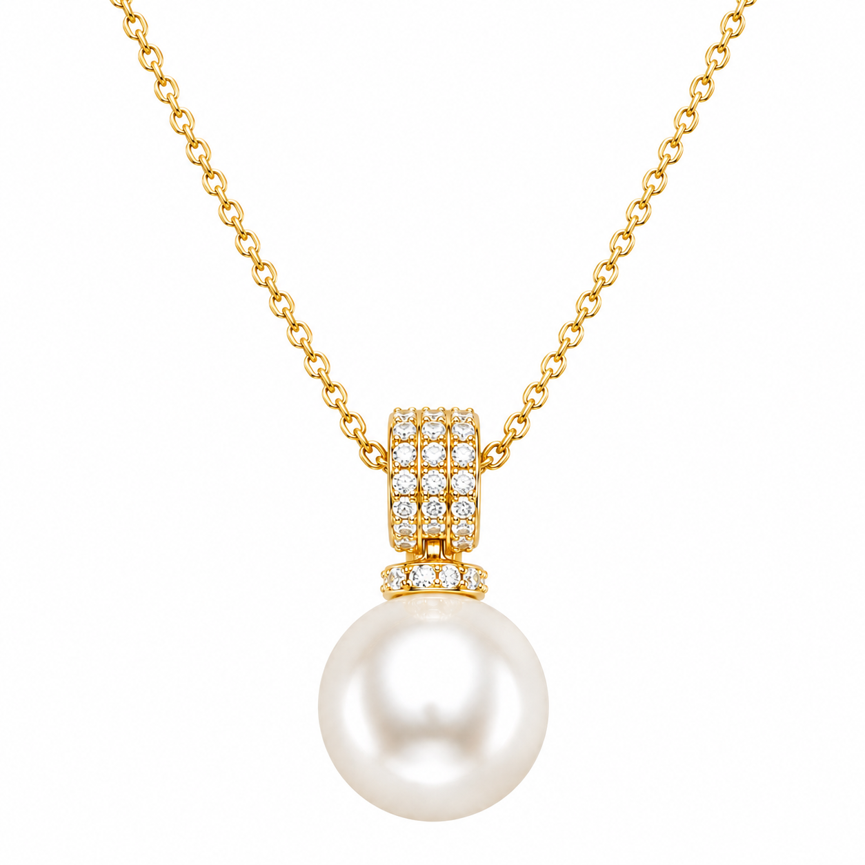 Sparkling Floral Silver Pendant Necklace - Gold