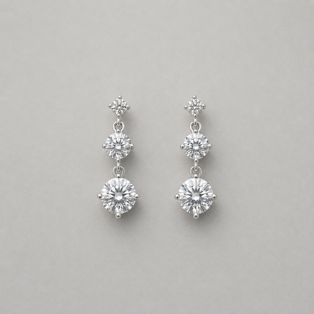 Sterling Silver Triple-Stone Drops