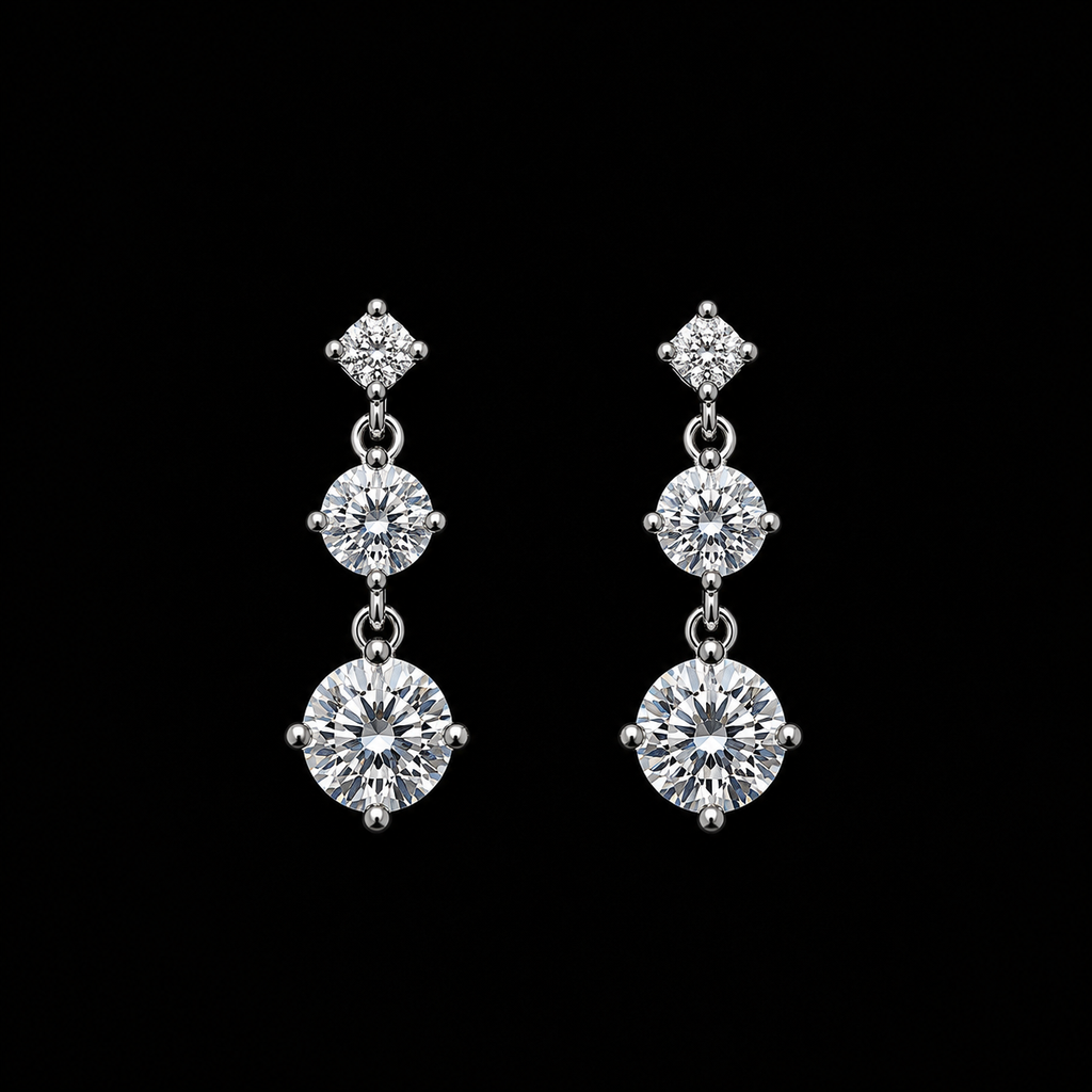 Sterling Silver Triple-Stone Drops
