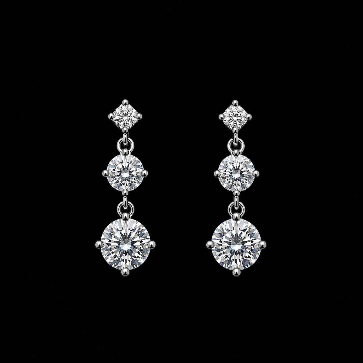 Sterling Silver Triple-Stone Drops