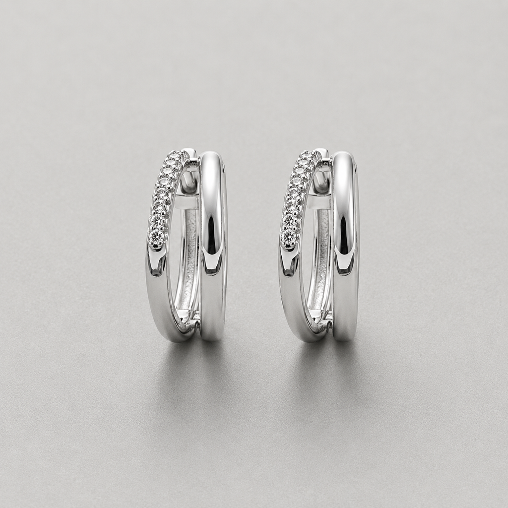 Sterling Silver Double-Row Huggies earings