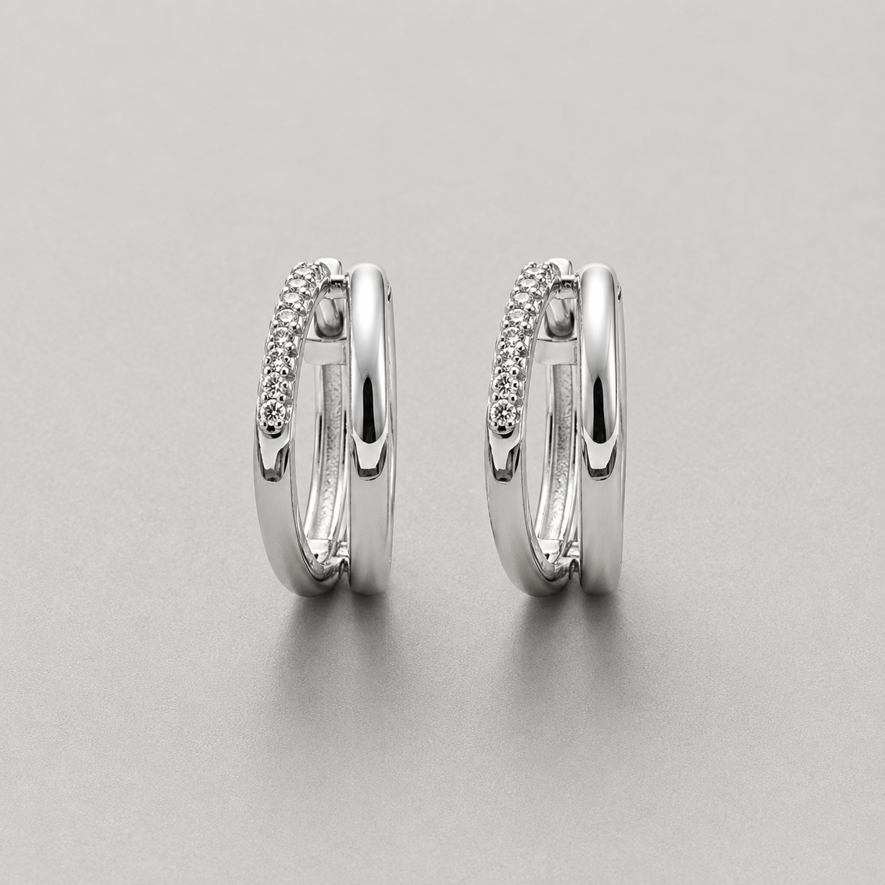 Sterling Silver Double-Row Huggies earings