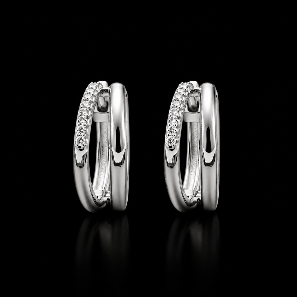 Sterling Silver Double-Row Huggies earings