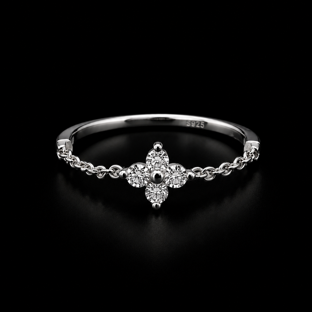 Sterling Silver Starburst Chain Ring