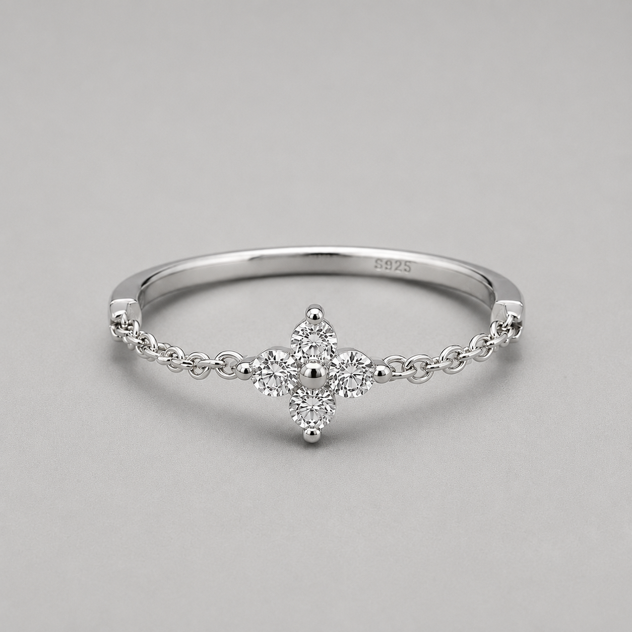 Sterling Silver Starburst Chain Ring
