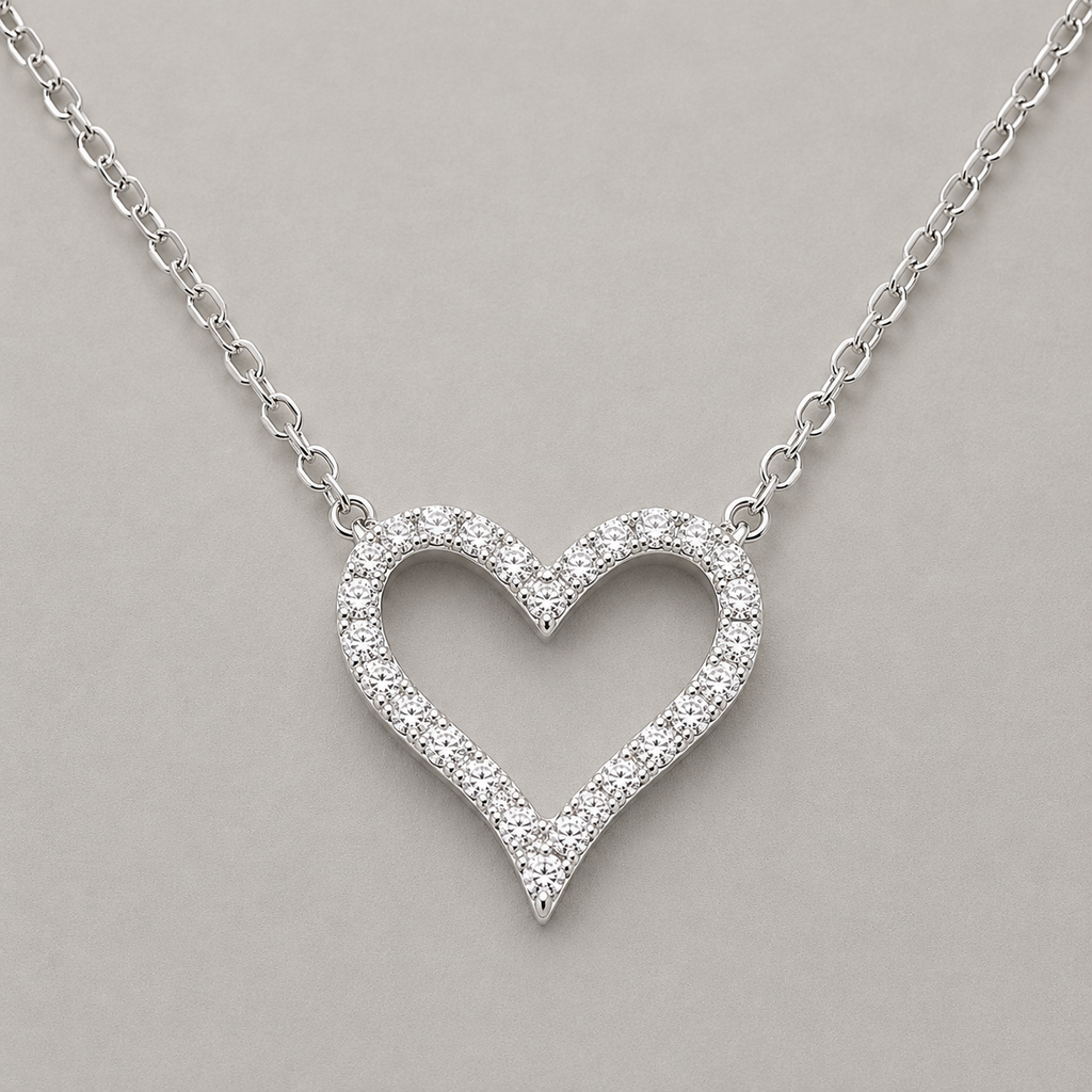 Sterling Silver Open Heart Necklace