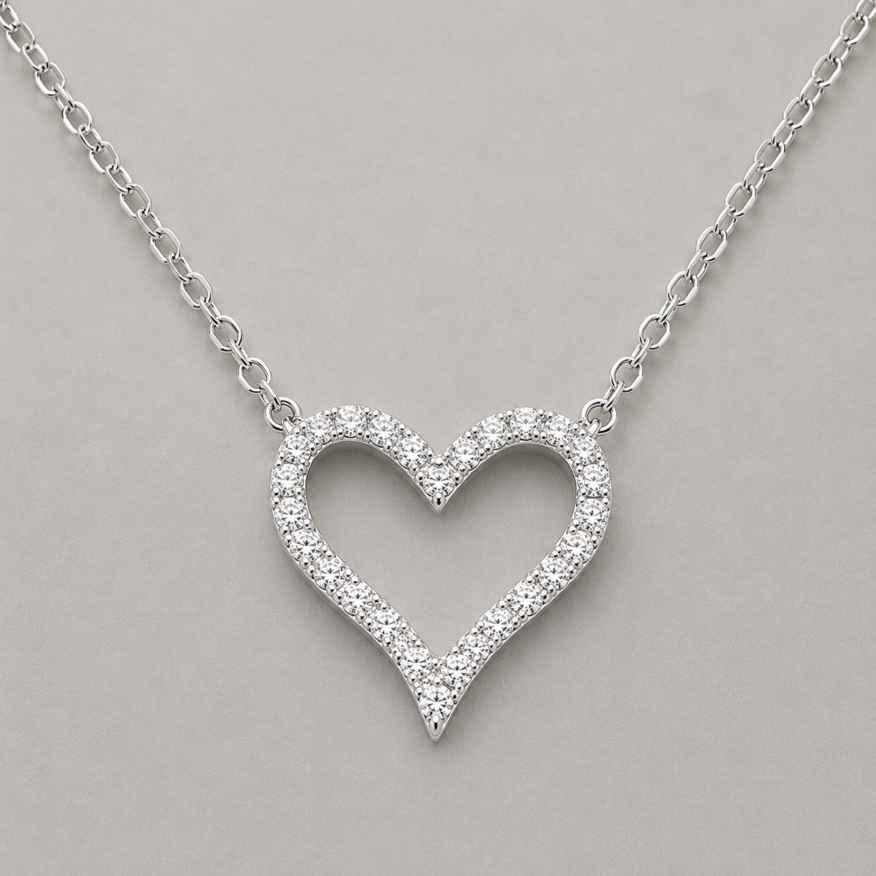 Sterling Silver Open Heart Necklace