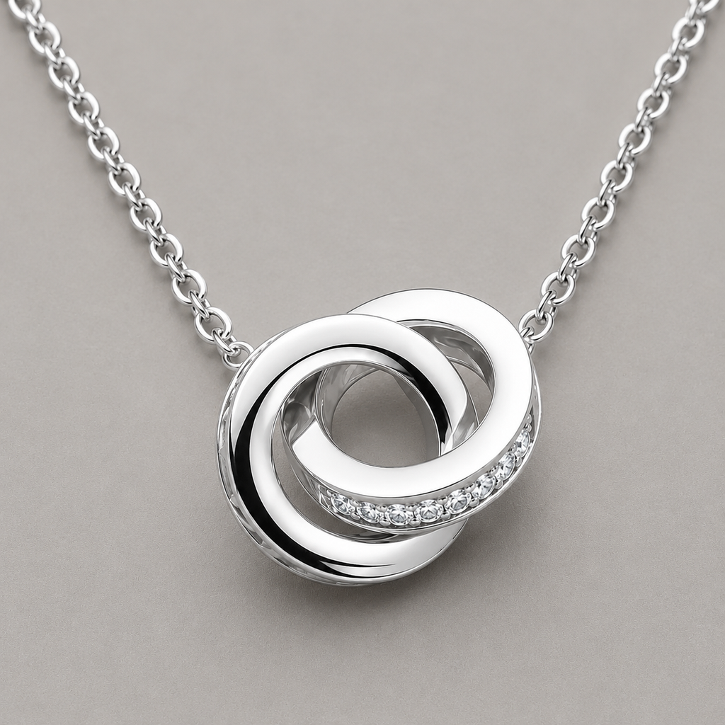 Sterling Silver Double Circle Pendant - Silver